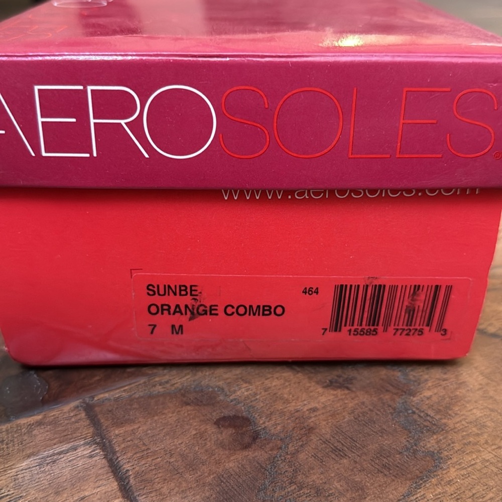 Aerosoles 2” Kitten Heel Slides, size 7M, “Sunbeam” Orange Combo, like new - Picture 15 of 15